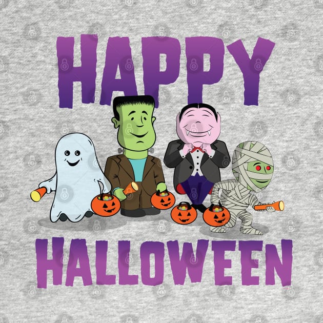 Cute Kid's - The Boo Crew - Cartoon Monsters - Happy Halloween by Vector Deluxe